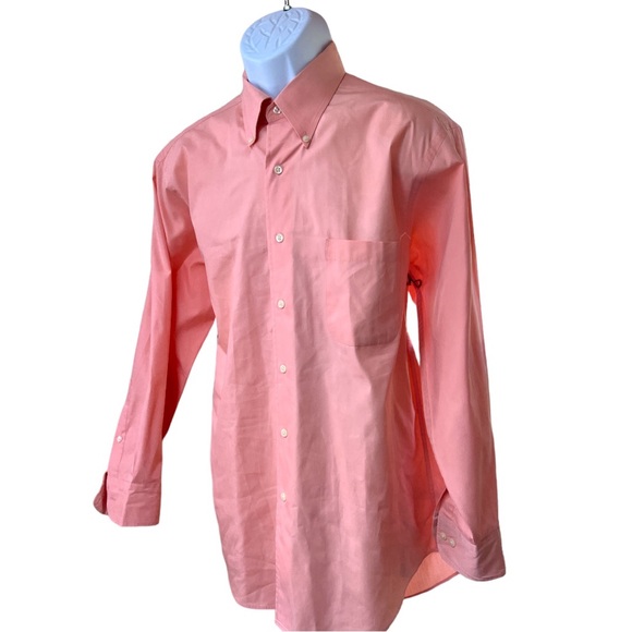 Sz L 16.5 IZOD Silky Poplin Long Sleeve Button Down Shirt - Picture 4 of 5